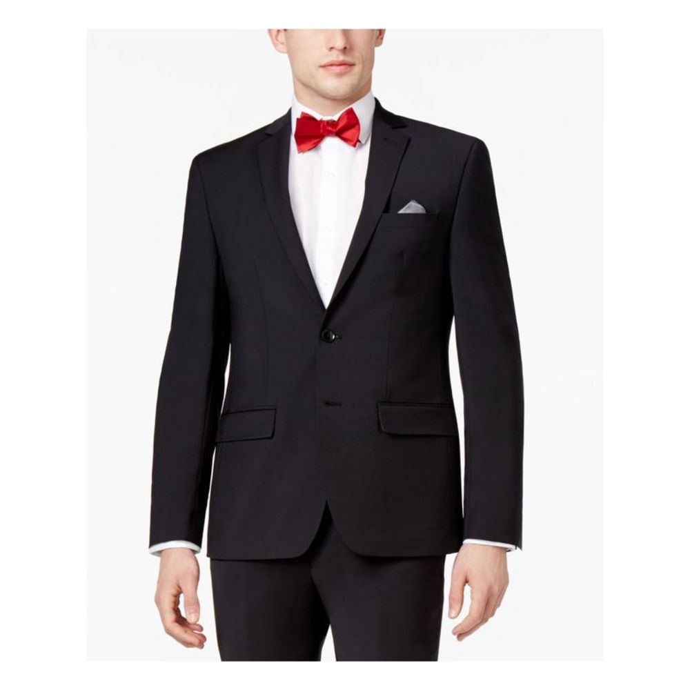 BAR III Mens Black Single Breasted, Wrinkle Resistant Suit Jacket 40L